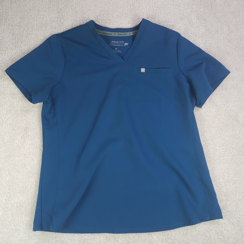 Fabletics Vital 1-Pocket‎ Scrub Top Womens M Caribbean Blue Medical Dental Vet